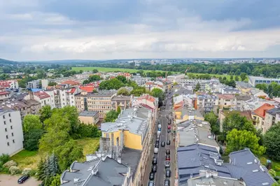 an aerial view of a city with cars at Kraszewskiego Apt - Balcony, Park & River nearby - by Rentujemy in Kraków