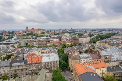 an aerial view of a city with buildings at Kazimierz Apt - Top Location - by Rentujemy in Kraków