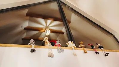 a bunch of stuffed animals sitting on a shelf at Polana Kasztelana - Beskid Wyspowy in Limanowa