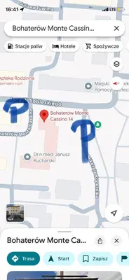 a screenshot of a cell phone with a map at Monte Cassino Apartament in Oświęcim