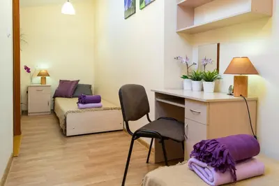 a small room with a desk and a chair at Vanilla 4, 3bdr 1,5bth apartment in city centre in Kraków