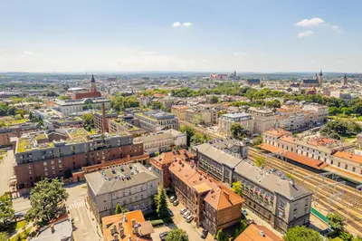 an aerial view of a city with buildings at Bosacka Apt - Top Location, Old Town nearby - by Rentujemy in Kraków