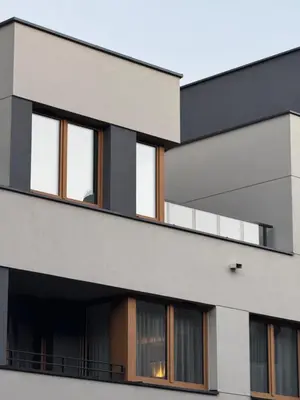 a facade of a building with windows at Piltza House in Kraków