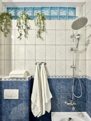 a bathroom with a shower and a tub with towels at GREEN APARTMENTS #Kazimierz, building C in Kraków