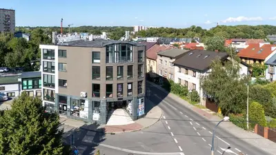 an overhead view of a building in a city at Pleszowska Urban Elegance Apartments by BookingHost in Kraków