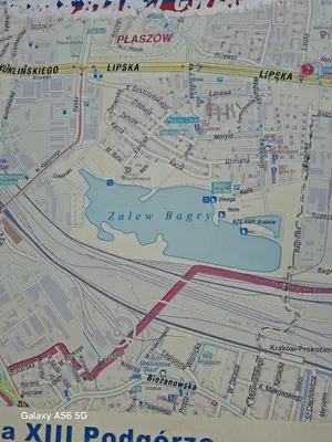 a close up of a map of a city at Bagry Rooms in Kraków