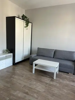 a living room with a couch and a coffee table at Płaszowska Apartment in Kraków