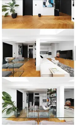 two images of a living room and a dining room at M&D Apartment in Kraków
