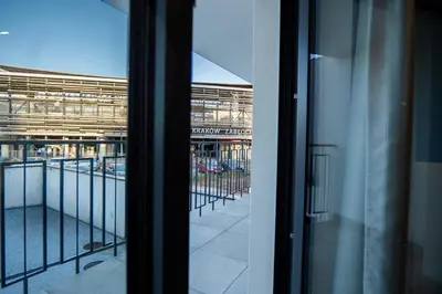 a view of the outside of a building from a window at K16 Apartments in Kraków