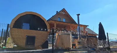 a house under construction with scaffolding around it at Chata Przysłop in Stryszawa