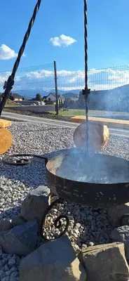a fire pit on the side of a road at Chata Przysłop in Stryszawa