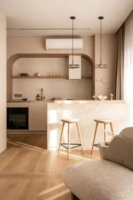 a kitchen and living room with a table and chairs at SOFTly Landmark View City Center FREE PARKING in Kraków