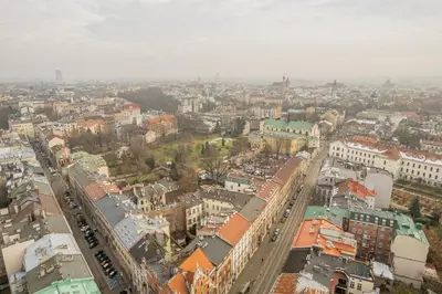 an aerial view of a city with buildings at Batorego Studio - Old Town nearby - by Rentujemy in Kraków