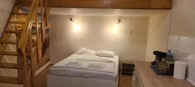 a room with a bunk bed and a ladder at The Augustianska Getaway in Kraków