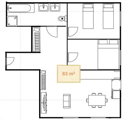a floor plan of a house at DM Sunny Apartment - Krakow with free private parking in Kraków