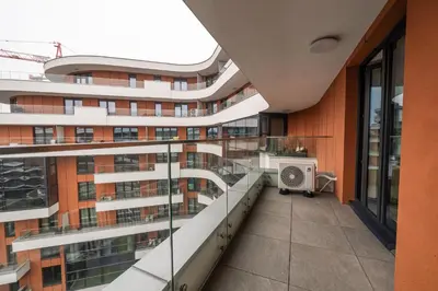 a view of a building from the balcony of a building at Fleurmont Apartment by Cracovia Prime in Kraków