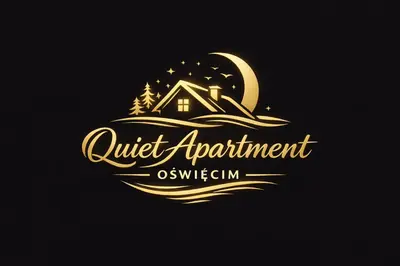 a logo for a winter resort with a house and the moon at Quiet Apartment in Oświęcim