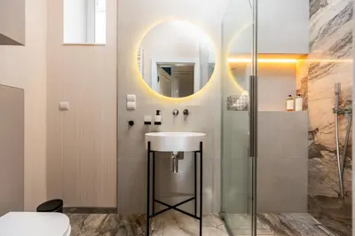 a living room with a dining table and a living room at 2x Perfect Apartment OLD TOWN 5min Main Market Square AC WiFi Parking Balcony in Kraków