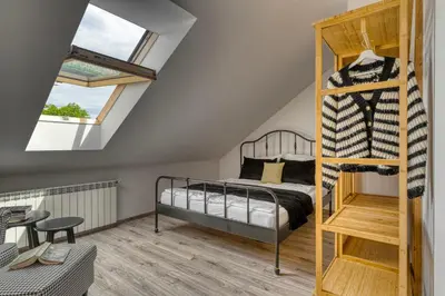 a bedroom with a bunk bed and a ladder at La Nostra Villa in Zator