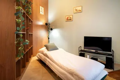 a bedroom with a bed and a flat screen tv at Malila Premium Apartments Cracow Pułaskiego 14 in Kraków