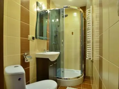 a bathroom with a shower and a toilet and a sink at Gospodarstwo Agroturystyczne Watra in Koninki