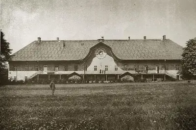 a black and white photo of a large building at Turówka Hotel & Spa in Wieliczka