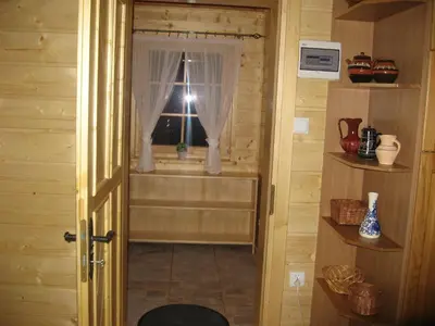 a room with a window in a wooden house at Domek drewniany simonka zawoja in Zawoja