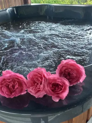 a cake with pink flowers on top of a table at Domek drewniany simonka zawoja in Zawoja