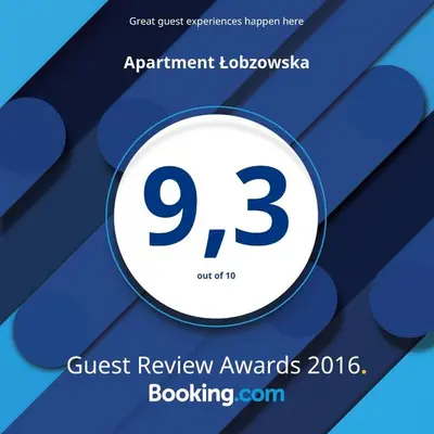 a poster for the review awards bookning event at Apartment Łobzowska in Kraków