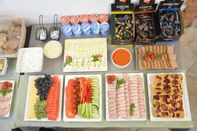a display of different types of vegetables and other foods at Pokoje Gościnne Dom św. Szymona in Kraków