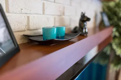 two blue cups on a plate on a table at River Boulevards Apartment in Kraków