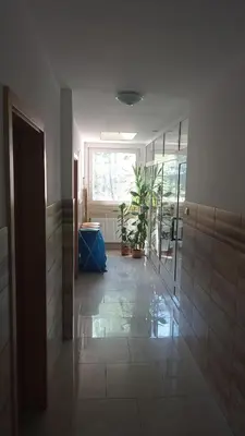 a hallway with a window and plants in a room at Antares noclegi u Basi in Młoszowa