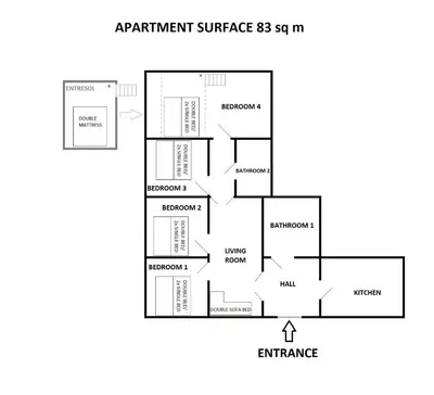 a floor plan of an apartment surprise sq mi at Ground Floor Family Apartment in Kraków