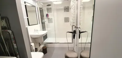 a bathroom with a shower and a sink at Old Town, Apartment, Blich in Kraków