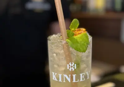 a drink with a stick and a mint leaf at Hotel Imperiale in Oświęcim