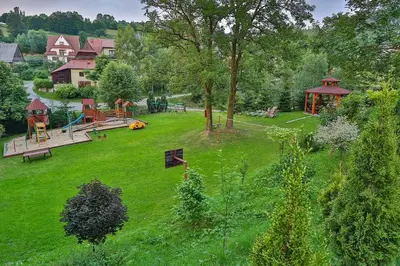 an aerial view of a park with a playground at Ośrodek Wczasowy Sokół in Rabka