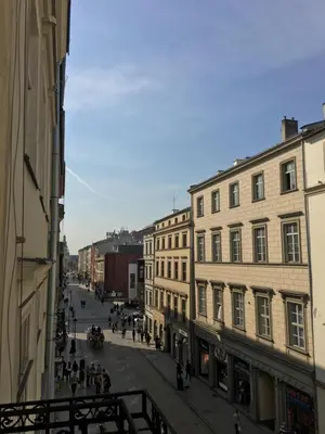 a view of a city street with buildings at Apartamenty Grodzka 8 in Kraków