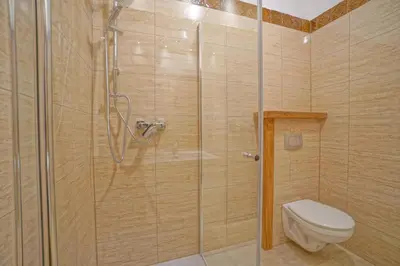a bathroom with a shower and a toilet at Apartamenty Grodzka 8 in Kraków