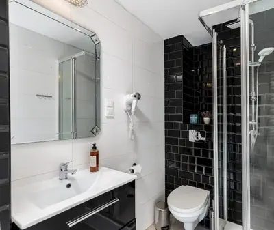 a bathroom with a sink and a toilet at Z14 Boutique Residence - Krakow Old Town in Kraków