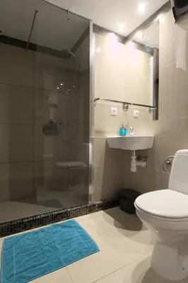 a bathroom with a shower and a toilet and a sink at Bed&Breakfast Mikunda in Chrzanów