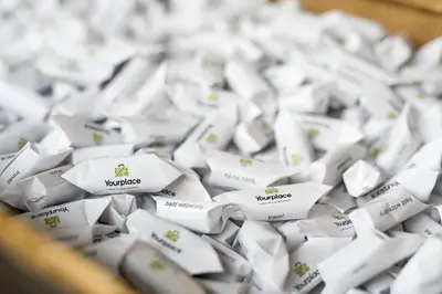 a close up of a keyboard with white keys at Yourplace XXS Apartments in Kraków