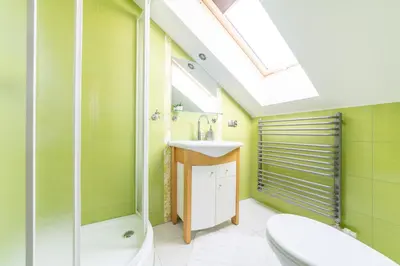 a bathroom with a sink and a shower at Pokoje Goscinne u Florka in Słopnice