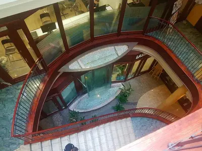 an overhead view of a swimming pool in a building at GoldStar Luxury Old Town Krakow Apartment in Kraków
