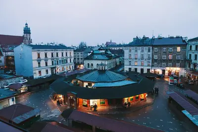 an overhead view of a city with a building at Angel's studio - Jewish Quarter, Old Town (AirCon) in Kraków