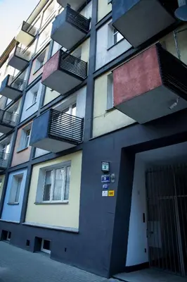 a building with balconies on the side of it at Amazing Apartment, City Centre, Modern, Elegant, Cozy in Kraków