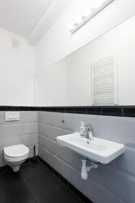 a bathroom with a sink and a toilet at Florianska Deluxe Apartments with Air Condition in Kraków