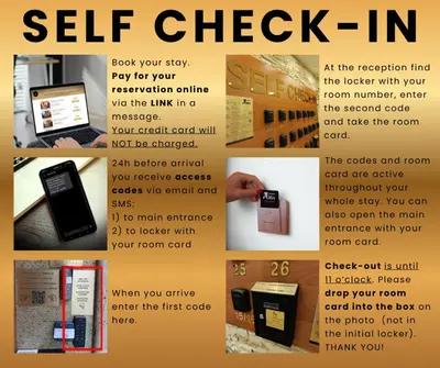 a flyer for a self check in event at Aparthotel Adler in Kraków