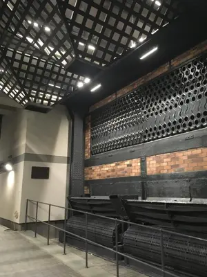 an auditorium with rows of seats in a building at Apartment in the Gantry Hall - W19 in Kraków