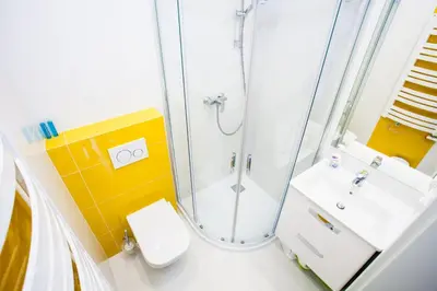 a bathroom with a shower and a toilet and a sink at Apartamenty SaltApart2 in Wieliczka