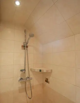 a shower with a shower head in a bathroom at Charming place - Kraków Gdów Jacuzzi in Gdów